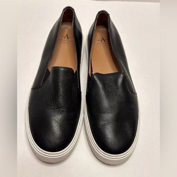 Aquatalia Shoes - Aquatalia Onida Black Leather Slip-On Sneakers 10.5